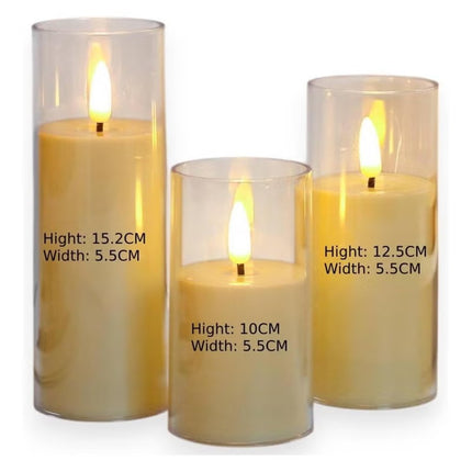 Flameless Candles, Set Of 3 Flameless Pillar Candles, Battery Operated Fake Candle